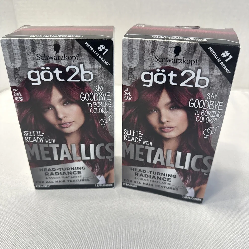 Schwarzkopf Got2b Metallics Permanent Hair Color M68 Dark Ruby (Lot of 2)